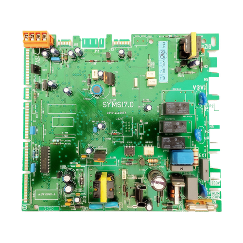Placa Electrónica Saunier Duval Isofast F30 EA SYMSI7.0 — Ref. 031014L4000E5, repuesto fotografiado sobre fondo blanco