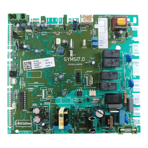 Placa Electrónica Saunier Duval Calentador Opalia Symsi7.0 — Ref. S10470, fotografía del repuesto sobre fondo blanco