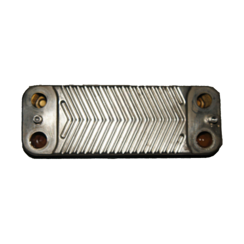 Intercambiador de Placas Saunier Duval Isofast F28 — Ref. S1024800, repuesto fotografiado sobre fondo blanco