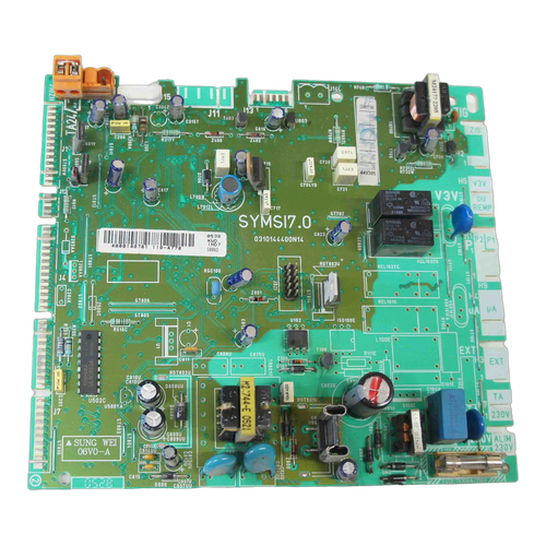 Placa Electrónica Saunier Duval Themaclassic C25E SYMSI7.0 Atmosférica — Ref. 0310144400N1A, repuesto original sobre fondo blanco